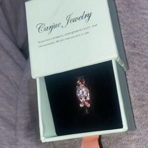 Elegant Rose Gold Clear Diamonds Moissanite Engagement Ring